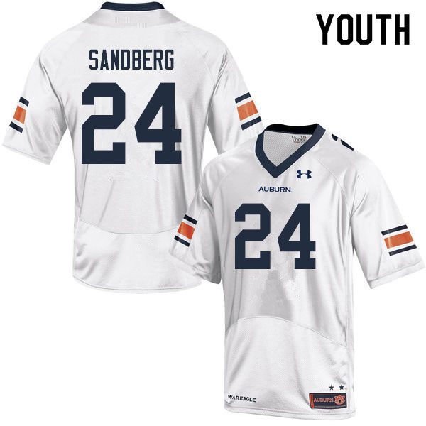Youth Auburn Tigers #24 Cord Sandberg White 2019 College Stitched Football Jersey